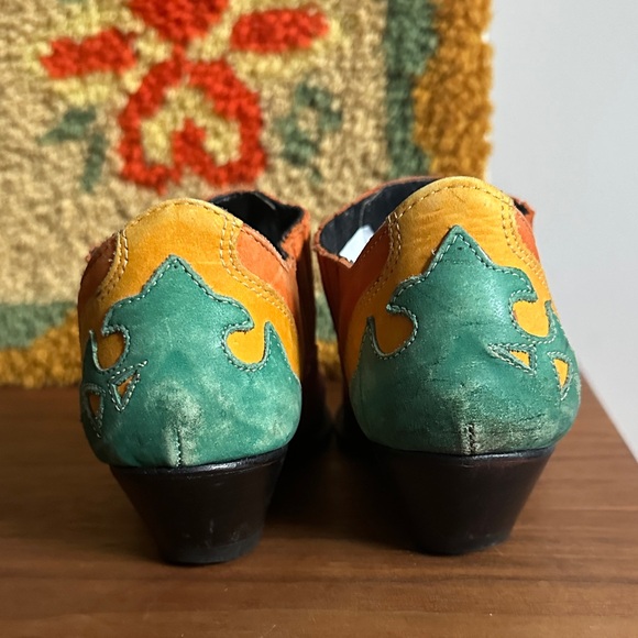 Vintage Multicolor Leather Women's Western Ankle Boots Size 7.5-8 - Picture 2 of 5